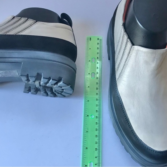 #096 Free People Sz 6.5 Oxford Loafers | Platform/ Chunk Heel GrayWhiteBlackRed - Picture 9 of 10